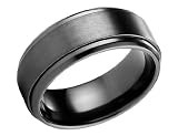 Mens 9mm Satin Comfort Fit Black Titanium Wedding Band (Lifetime Guarantee)
