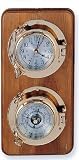 Quartz Clock & Barometer Weather Station on Oak Wood Base