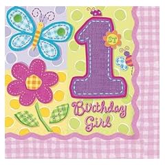 1.Geburtstag Birthday Girl Servietten Tischdeko Party