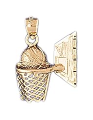 Dazzlers Solid 14k Gold Basketball Ball and Board Charm Pendant Available in three colors from jewelsberry (weights: 1.9 grams only)