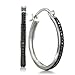 Sterling Silver Black Diamond Hoop Earrings (1/4 cttw)