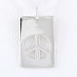 Rectangular Dog Tag Style Peace Sign Pendant in Sterling Silver, #8299