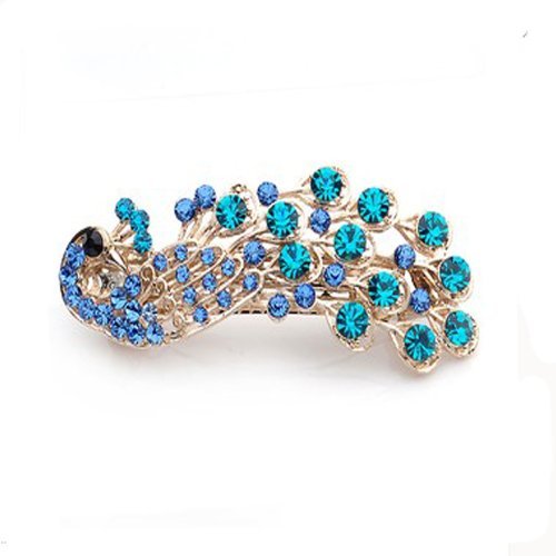 Bemaystar Women's Vintage Crystal Peacock Hair Clip Head Wear
