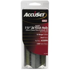 Click here to buy AccuSet A301250 1-1 4-Inch by 15 Gauge by 35 Degree Angled Finish Nail (1,200 per Box) by AccuSet.