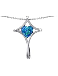 Original Star K (tm) Large Christian Cross Of Love Pendant With Created Blue Opal in 925 Sterling Silver