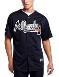 MLB Men's Atlanta Braves Chipper Jones Mar Navy Alternate Short Sleeve 6 Button Synthetic Replica Baseball Jersey Spring 2012  (Mar Navy, Medium)