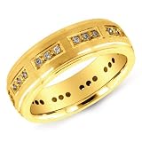 14K Yellow Gold Reangle Design Men's Diamond Band Ring