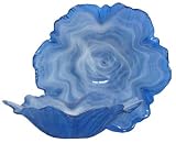 Colorful Art Glass Flower Shaped Cobalt Blue Bowl 8"D, 2.5"H Set of Two