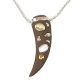 Sterling Silver Necklace Horn Pendant Healing Powers Stones Topaz Rhodium Plated By Bucasi by Bucasi