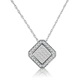 Princess Cut Invisible Set Diamond Pendant in Sterling Silver (1/2cttw. 18 Necklace)