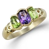 10 Karat Yellow Gold 1.00 carat total weight Oval Cut Amethyst, Peridot Ring Size 5