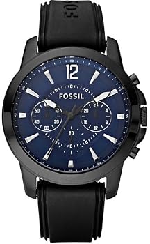 Fossil #FS4609 Men's Blue Dial Silicone Strap Chronograph Watch