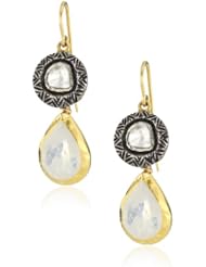 Nava Zahavi Diamond and Moonstone High Karat Gold Drop Earrings