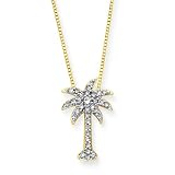 14K Yellow Gold 3/8 ct. Diamond Palm Tree Pendant with Chain