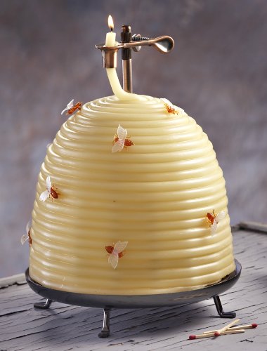 Candle by the Hour; 160 hour Beehive Candle with Holder