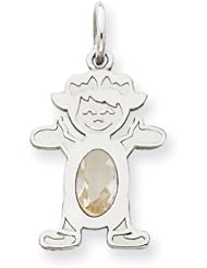 14K WG Girl 7x5 Oval Genuine White Topaz-Apr