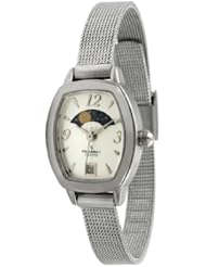 Peugeot Womens 712S Silver-Tone Mesh Bracelet Moon Watch