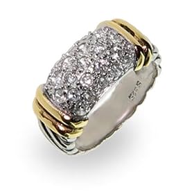Sterling Silver Cable Ring with Pave Cubic Zirconias Size 6 (Sizes 6 7 8 9 Available): Eve's Addiction: Jewelry