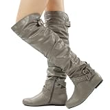 Starcy31 Studded Over The Knee Flat Boot GRAY