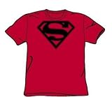 Superman - Red & Black Shield - Adult Red S/S T-Shirt For Men