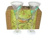 ArtisanStreet's Bride & Groom Wedding Toasting Flutes Gift Set. Design of Pearlized Calla Lily with Bride or Groom Inscribed in Silver. Matching Carrying Case. Hand Painted. One of a Kind, Signed by Artisan