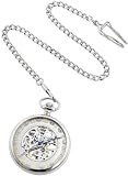 Stuhrling Original Men's 617.PK12 Special Reserve Montres De Poche Avignon Mechanical Skeleton Stainless Steel Pocket Watch