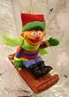 2.5" Sesame Street Ernie on a Sled Christmas Ornament