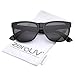 Retro Oversize Wide Temple Square Flat Lens Horn Rimmed Sunglasses 60mm (Shiny Black/Smoke)