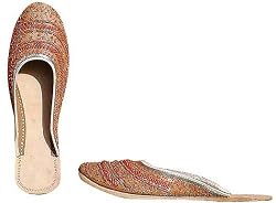 Beaded & Sequin Indian Leather Slippers for Women Handcrafted Casual Footwear Available in Various Sizes