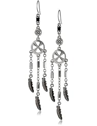 The SAK Feather Chandelier Silver Drop Earrings