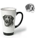Porcelain Funnel Cup with Beagle (Black and white, 6 inch)