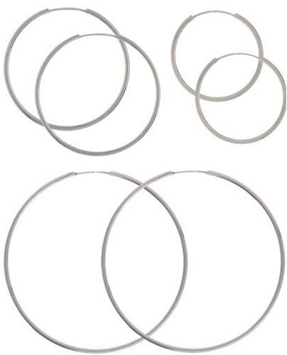 Sterling Silver Three Endless Hoop Earring Set   18mm Hoop   24mm Hoop   34mm Hoop