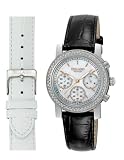 Bellagio Women's Swarovski Stone Bezel Steel Chronograph with Two Genuine Leather Straps # A12034-3