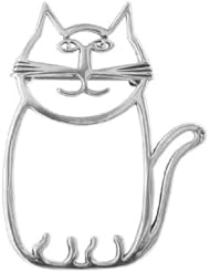 Sterling Silver Hollow Cat 37mm x 51mm Pin