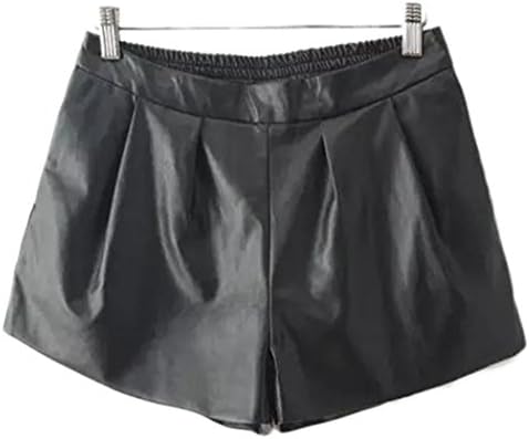 Women's Pure Color Wide Leg Pants PU Shorts Plus Size