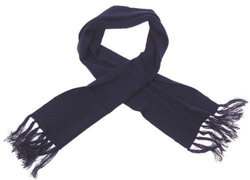 Strick-Schal mit Fransen fein gestrickt blau
