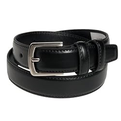 Boys Skinny Black Dress 0.9 Inch Classic Belt with Raised Stitching by Milidee