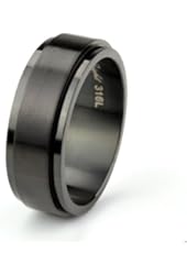 8MM Stainless Steel Black Spinner Ring Wedding Band (Size 5 to 15)