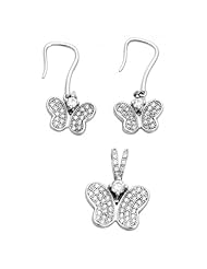 Zirconia By Debbie 925 Silver Micro Pave Clear Butterfly Set