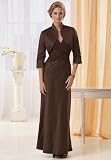 Shirred Chiffon-Bodice Dress With Bolero Jacket
