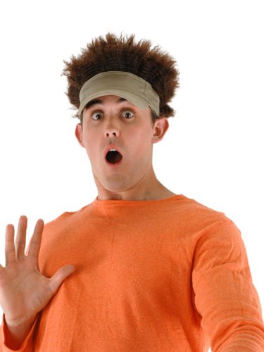 Tan Afro Visor with Wig