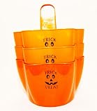 Bucket Buddy 10155-ORG-PUMPKIN-BLK-3 Orange Glow-in-the-Dark Candy Bucket with Black Jack O'Lantern Face (Pack of 3)