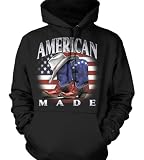 American Made Mens Cowboy Sweatshirt, American Flag Cowboy Boots and Hat Design Pullover Hoodie