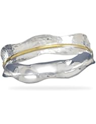 MMA Silver - Two Tone Hammered Bangle Bracelet