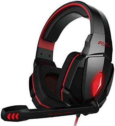 2015 New EACH G4000 Stereo Gaming Headphone Headset Headband with Mic Volume Control for PC Game Cool LED Light Noise Reducing Headset-RED