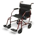 Light 14.8 lbs Medline Freedom Transport Wheelchair 300 lb Cap Chair- BURGUNDY