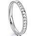 White Stainless Steel Eternity Ring Band CZ Wedding