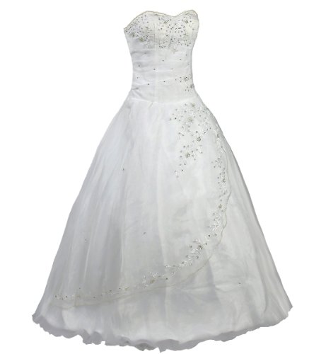 Faironly White Strapless Formal Wedding Dress Prom Gown