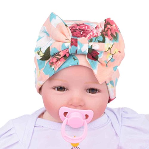 Baby Hats,Canserin Newborn Hospital Bowknot Flower Hat (Pink)