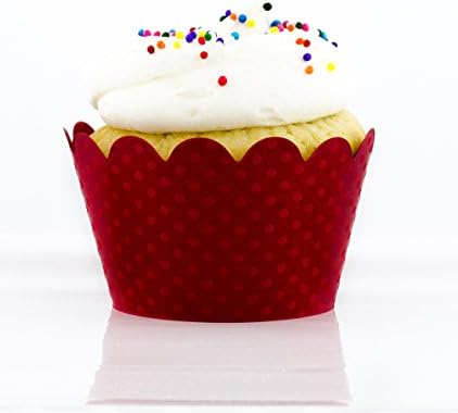 Designer Dark Red Cupcake Wrappers - Set of 12 - by SimplyGenie